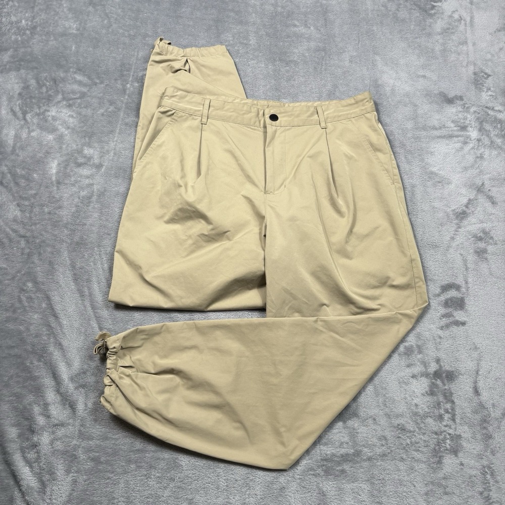 BRANDBLACK Men's Medium Technical Pants Khaki Tan Jogger Ankle Drawstring